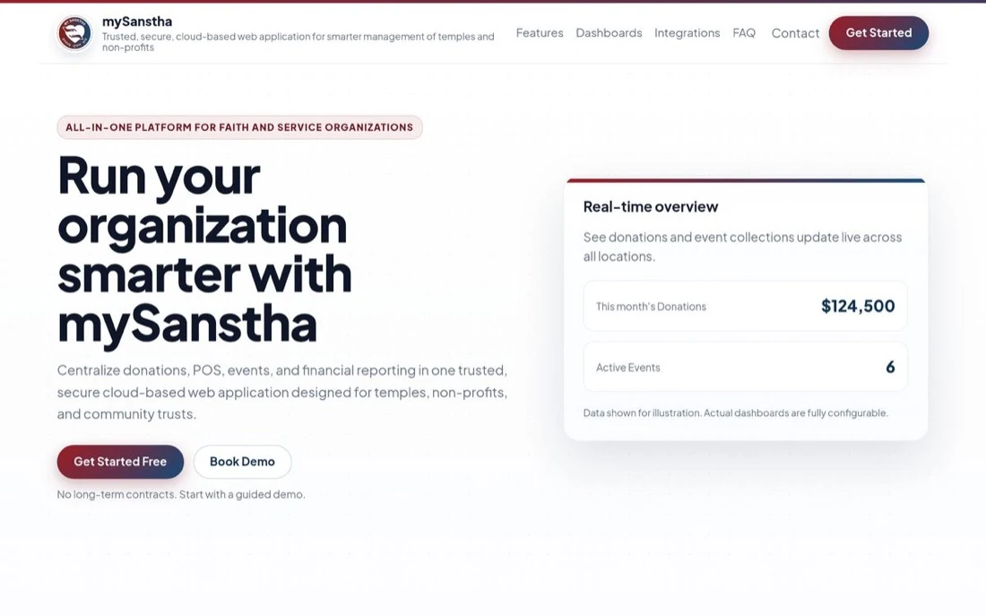 mySanstha website built by BuildWise Webs